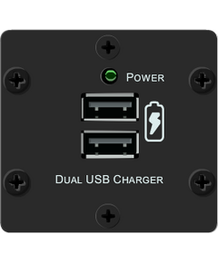 W-2UC(B) Dual USB Charger Insert, Black, Colour: Black