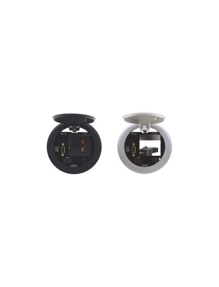 RTBUS-21XL(B) Round Table Connection Bus, Black, Anodized Aluminium Top, For Germany Power Socket, Height: 16, Number of Connection Sockets: 2, Colour: Black