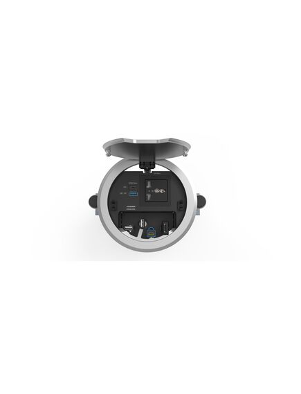 RTBUS-28XL(B) Round Table Connection Bus, Black, Anodized Aluminium Top, For Power Socket, Height: 14.6, Number of Connection Sockets: 2, Colour: Black