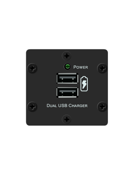 W-2UC(B) Dual USB Charger Insert, Black, Colour: Black