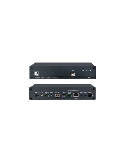 691 4K60 4:2:0 HDMI MM/SM Fiber Optic Transmitter with USB, Ethernet, RS–232, IR & Stereo Audio Embedding over Ultra–Reach HDBaseT 2.0