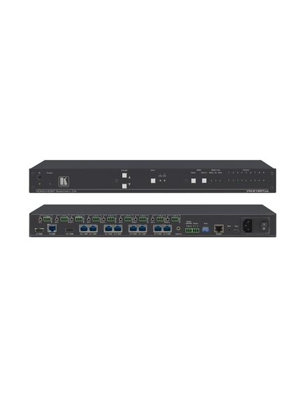 VM-218DTXR 2x1:8 4K60 4:2:0 HDMI & Extended-Reach HDBaseT with Ethernet, RS-232, IR & Stereo Audio Switchable DA