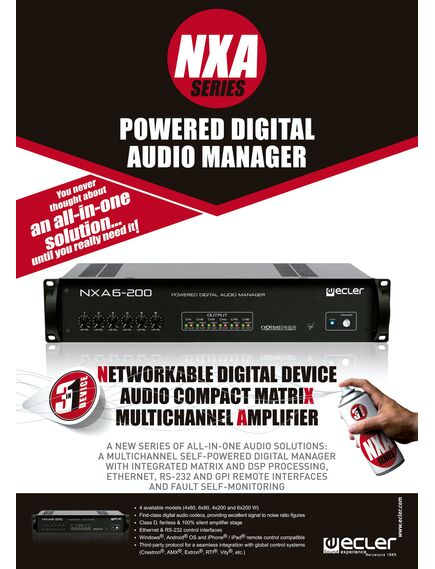 NXA 6-80 Digital Audio Manager, 6x3-pin Euroblock Input, Ethernet & RS-232, 6x2-Pin Euroblock Output, Black, 3 image