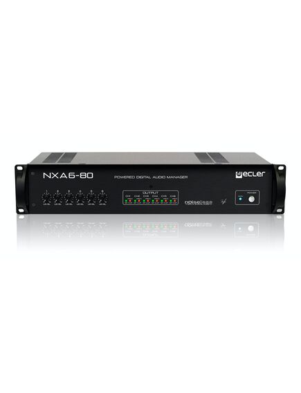 NXA 6-80 Digital Audio Manager, 6x3-pin Euroblock Input, Ethernet & RS-232, 6x2-Pin Euroblock Output, Black