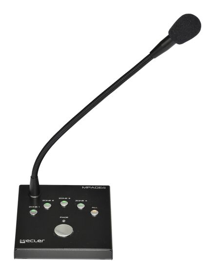 MPAGE4 Desktop Paging Station, 4 Zones, Black, Cardioid, 50Hz to 18kHz