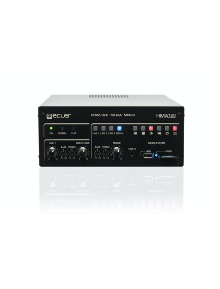 HMA120 Self-Powered Media Mixer, Input Port: 5 (Microphone/Line Level), Output Port: 2 +1 Auxillary Channels