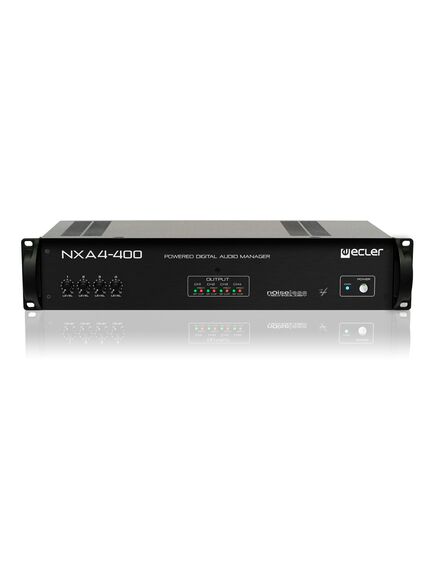 NXA 4-400 Digital Audio Manager, 4x3-pin Euroblock Input, Ethernet & RS-232, 4x2-Pin Euroblock Output, Black