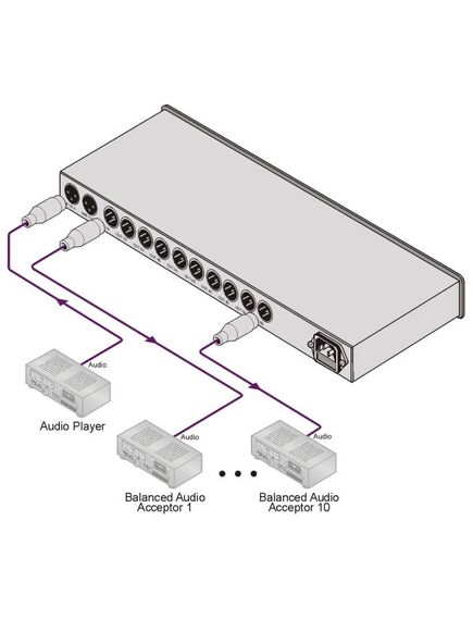 VM-1110XL/110V 1:10 Balanced Mono Audio Distribution Amplifier, 110V, Version: 110V, 4 image