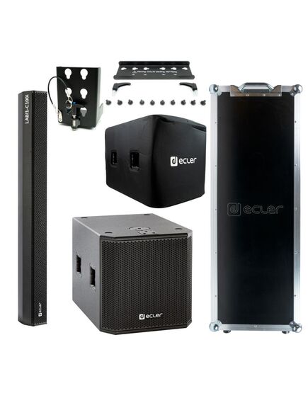 LABI1PACK1 2 x LABI1-SB18p 4 x LABI1-C100i  2 x LABI1-SAC 2 x LABI1-CAC 2 x LABI1-SPC 2 x LABI1-CFC 2 x LABI1-SWK Versatile and Discreet Column Loudspeaker & Powered Subwoofer, 4xSpeaker, 3" Speaker & 18" Subwoofer